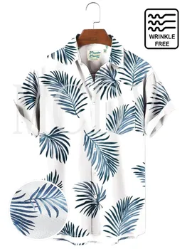 Palmiye Ağacı Kırışıklık Ücretsiz 3D Tüm Baskılı havai gömleği Erkekler Kadınlar İçin Rahat Nefes Hawaii Kısa Kollu Gömlek