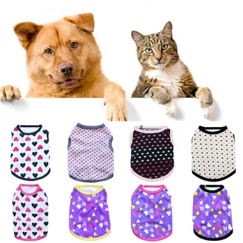 Pamuk Yelek Pet Köpek Giysileri Kedi T-shirt Köpekler İnce Küçük Moda Güzel Aşk Dolu Köpek Giysileri Yaz Nefes evcil hayvan yeleği