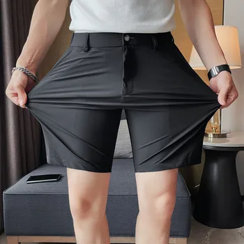 Pantalones Cortos Yaz Diz Boyu Şort Erkekler İçin Giyim 2023 Basit İş resmi giysi Slim Fit Casual Kısa Homme 2 Renk
