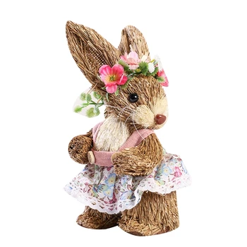 Paskalya saman tavşan süsleme el yapımı tavşan bebek çiçek çelenk önlük De ile için