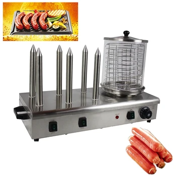 paslanmaz çelik 220v sosis Hot dog isıtıcı Sosis yalıtım makinesi 4 sopa sosis topuz isıtıcı Buharda Pişirme makinesi