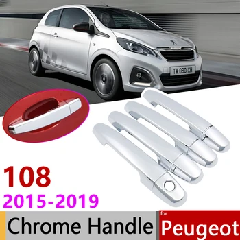 Peugeot 108 için 2015~2019 Luxuriou Krom Dış Kapı kulp kılıfı Araba Aksesuarları Çıkartmalar Trim Seti 2~4 Kapı 2016 2017 2018