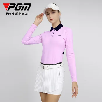 PGM kadın Golf Uzun Kollu Gömlek Sonbahar Kış Basit Spor Yüksek Elastik Klasik POLO GÖMLEK Üst golf gömlekleri Kadınlar için YF535