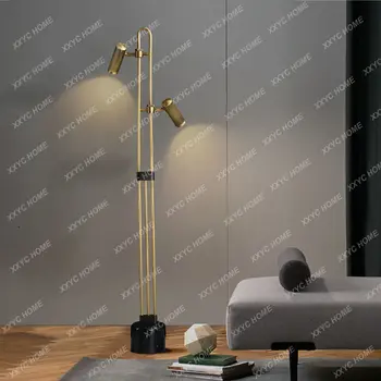 Post-Modern Minimalist Oturma Odası Mermer Zemin Lambası Yaratıcı Bakır Yatak Odası Dikey Lamba