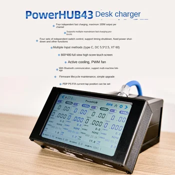 PowerHUB13 4.3 İnç Renkli Ekran 100W Masa Şarj Kafası Hızlı Şarj Şarj Cihazı PPS / PD3. 0 / PD2. 0 / QC4 + QC3.0 / QC2. 0 / AFC / FCP / SCP