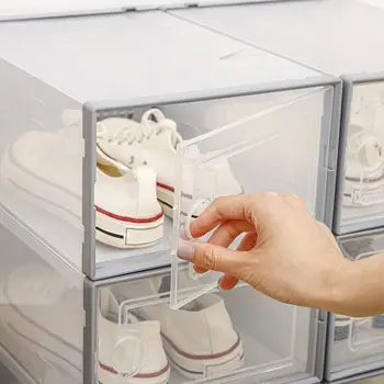 Pratik ayakkabı organizatörü Plastik Ayakkabı Saklama Kabı Büyük Kapasiteli Görünür Muhtelif Ayakkabı Depolama Tutucu Depolama