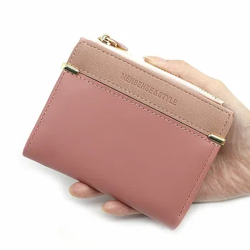 PU Deri kadın Kısa Cüzdan Bayanlar Moda Küçük Fermuarlı bozuk para cüzdanı Kadın Para Nakit el çantası KİMLİK Kredi kart tutucu