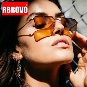 RBROVO Lüks Marka Tasarımcı Güneş Gözlüğü Kadın 2023 Yüksek Kaliteli Kare Güneş Gözlüğü Kadın Vintage Gözlük Ayna Oculos Feminino