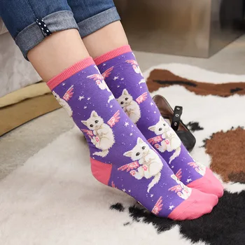  Renkli kadın Pamuk Mürettebat Çorap Komik Muz Kedi Hayvan Desen Yaratıcı Bayanlar Yenilik Çorap Hediyeler İçin