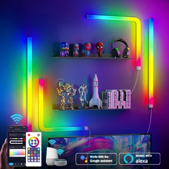 RGBIC ışıklı çubuk LED Akıllı Duvar Lambası Bluetooth APP Ses Kontrolü Müzik Senkronizasyonu DIY Gece Lambası TV Yatak Odası Oyun Odası Bar Dekorasyon