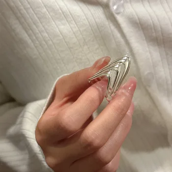 S925 Ayar Gümüş Kore Versiyonu Niş Tasarım Moda Çok katmanlı Yüzük Kore Moda Blogger INS Toptan