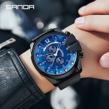 SANDA Spor Erkek İzle 2023 Moda Kuvars Su Geçirmez 5TM Askeri Dijital Bilek Timepiece Kol Saati Takvim Çocuk hediyelik saat