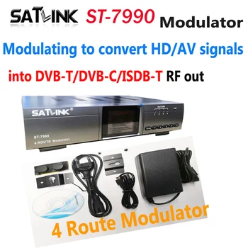 Satlink ST-7990 Dijital RF Modülatör 4 Rota DVB-T Modülatör Dönüştürmek İçin HD / AV Sinyalleri İçine DVB-T / DVB-C / ISDB-T RF Out WS-7990
