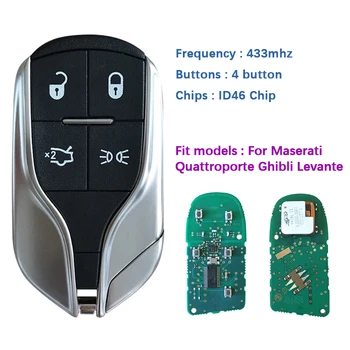 Satış sonrası 4 Düğmeler Akıllı Araba Anahtarı Fob Maserati Quattroporte Ghibli Levante CN089001 433 mhz 46 Çip Değiştirme Uzaktan