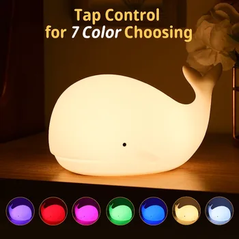 Sevimli Balina Gece Lambası 7 renkli Silikon Usb Şarj Edilebilir Gece ışıkları odası Süslemeleri Masa Lambası Oyuncaklar Çocuklar için Bebek Çocuk Gi
