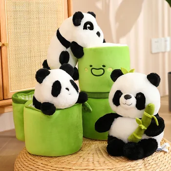 Sevimli Peluş Panda Gizleme Bambu Tüp peluş oyuncak Dolması Yumuşak Huahua Menglan Panda Taşıma Bambu Yaratıcı Bebek Çocuk Kız Hediye