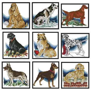 Sevinç Pazar nakış çapraz dikiş köpek serisi hayvan desen dikiş seti çapraz dikiş tam kiti DIY nakış ev dekorasyon