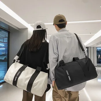 Seyahat çantası büyük kapasiteli kadın spor su geçirmez kuru ıslak ayırma spor çantası erkekler sırt çantası hafif el bagaj çantası silindir çanta