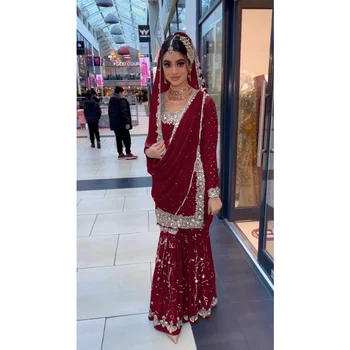 Sharara Takım Elbise Şalvar Dupatta Hint Kurti Palazzo Pakistan Bayram