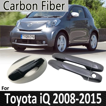Siyah Karbon Fiber Toyota ıQ için AJ10 10 2008 2009 2010 2011 2012 2013 2014 2015 Kapı kulp kılıfı Sticker Araba Aksesuarları