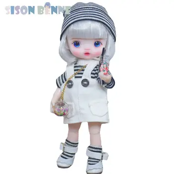 SİSON BENNE Mini Bebek Kıyafetler ile Ücretsiz Yüz Makyaj Tam Set Sevimli 6 inç Kız Bebek Çocuk Oyuncak