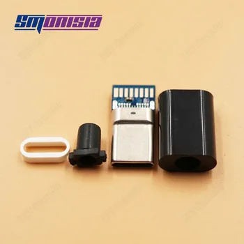 Smonisia 50 adet DIY Tip C USB Erkek jack fiş konnektörü ile PCB kartı Fişleri 4 in 1 Veri Hattı Terminalleri Telefon için
