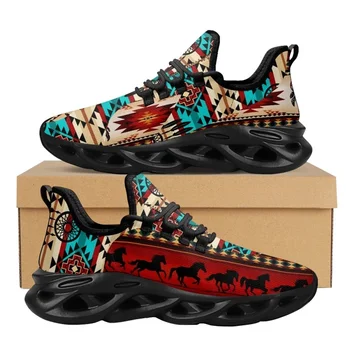 Sneakers Amerikan Etnik Tribal Aztek Baskılı kaymaz Açık platform ayakkabılar Moda Örgü Şok Emme vulkanize ayakkabı Yeni
