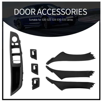 Sol El Sürücü İçin Bmw 5 Serisi F10 F11 520 525 Araba İç Kapı Kolu İç Kapı Paneli Çekme ayar kapağı(Siyah)