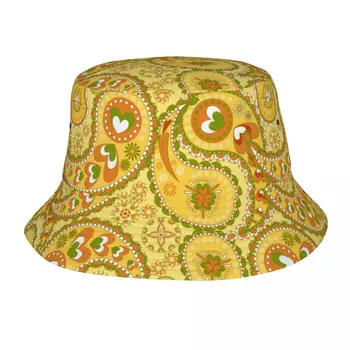 Sonbahar Panama Kapaklar Paisley Etnik Çiçek Kaju Erkek Kadın Balıkçı Kapaklar Geometrik Plaj Pamuk Kova Şapka Açık balıkçı şapkası