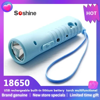 Soshine 18650 USB Şarj Edilebilir Dahili 1200mAh Lityum Pil LED Küçük El Feneri Çok Fonksiyonlu Kamp Lambası Para Dedektörü