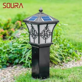 SOURA Açık Güneş çim lambaları Retro Bahçe Lambası LED Su Geçirmez IP65 ev Dekoratif Villa Dubleks