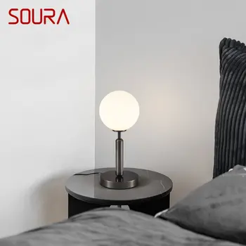 SOURA Çağdaş Siyah Masa Lambası LED pirinç Danışma ışık Ev Yatak Odası İçin Sadece Yaratıcı Dekorasyon
