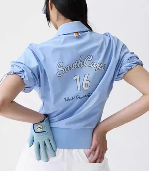 SOUTHCAPE Golf kısa kollu tişört kadın 2023 Yaz Moda Polo Katı Rahat Üst Akademi Tarzı Yeni SC Golf spor tişört