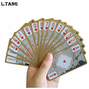 Su geçirmez Şeffaf Plastik Poker Kartları Çin Ejderha Iskambil Kartları Aile Kurulu Oyunu Hediye L412