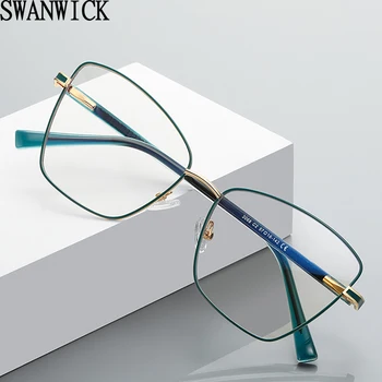Swanwıck kedi göz gözlük anti mavi ışık şeffaf lens moda gözlük çerçeveleri kadınlar optik Avrupa tarzı yüksek kaliteli siyah altın