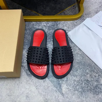 Sıcak Satış Yaz UVRCOS Terlik Erkek Plaj Rahat Ayakkabılar Tasarımcı Yüksek Kalite Lüks Caflskin Deri erkek Klasik Sandalet