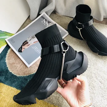 Tasarımcı Kadın koşu ayakkabıları Paris Örgü Çizmeler Streç Eğitmenler Sneakers Rahat Nefes Ayakkabı zapatos de mujer