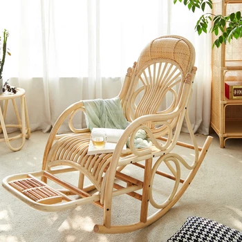 Tasarımcı Rattan Açık Sandalyeler Modern dış mekan mobilyası Basit Ev Tembel sallanan sandalye Balkon Tek Eğlence Uzanmış Sandalyeler