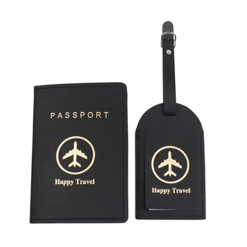 Taşınabilir PU Deri Pasaport çantası Tutucu Bagaj Etiketleri ile Kredi Kartı Koruyucu Kadın Erkek Çiftler için