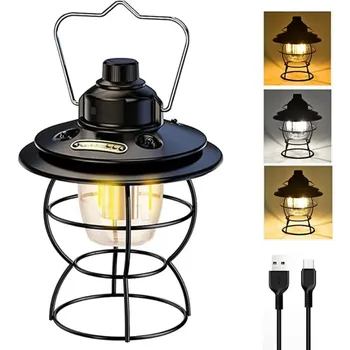 Taşınabilir Vintage kamp lambası şarj edilebilir LED gece Lambası açık asılı su geçirmez çadır ışıkları fenerler peyzaj bahçe için