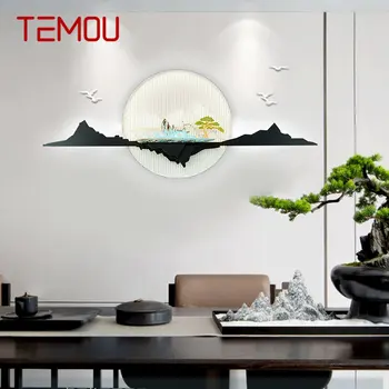 TEMOU Çin Başucu Duvar Resmi Lamba Yaratıcı Zen Arka Plan Modern LED 3 Renk Aplik Ev Oturma Odası Yatak Odası için