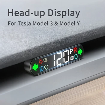 Tesla Modeli 3 ve Model Y Head-up Ekran Gömülü Tasarım LED HUD Ekran Gerçek zamanlı Hız, araba Vites, Dönüş Sinyali