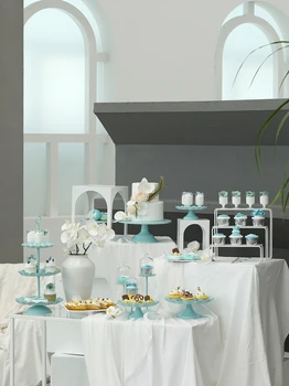 Tiffany Mavi Düğün Pastası Standları Tatlı Sofra Pişirme Kahve Dükkanı Tepsisi Cupcakes Donuts Bebek Duş Parti Kek Dekorasyon