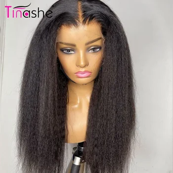 Tinashe Saç Sapıkça Düz Peruk Dantel Ön İnsan Saç Peruk Ön Koparıp Yaki İnsan Saç Peruk 30 İnç 13x6 HD Dantel Ön Peruk