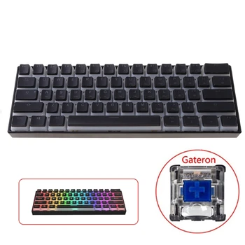 Tip-C RGB LED Arkadan Aydınlatmalı Kablolu Mini Mekanik Klavye 61 Tuşları Gateron Anahtarları