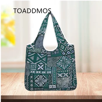TOADDMOS Tribal Geometrik Çiçek Baskı Lüks askılı çanta Taşınabilir Büyük Kapasiteli Seyahat Gezisi alışveriş çantası Yeniden Kullanılabilir Çanta