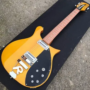 Toptan Elektro Gitar sarı Krom Donanım siyah Pickguard akçaağaç klavye hard case olmadan 190118
