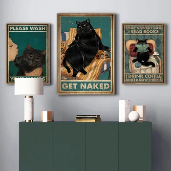 Tuval Baskılar Komik Siyah Kedi Sizin Kumaşlar Benim Bayan Resimleri duvar sanat posterleri Modüler Resimler Için Oturma Odası Modern Ev Dekor