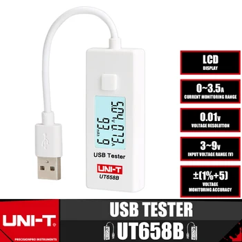 UNI T UT658B USB Test Cihazı Bilgisayar Telefonu Şarj Akım Gerilim enerji monitörü LCD Arka