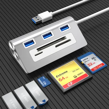 USB 3.0 HUB kart okuyucu ile 3 Port USB SD / TF / CF kart okuyucu Çoklu USB Splitter Usb kart okuyucu Windows Mac OS için